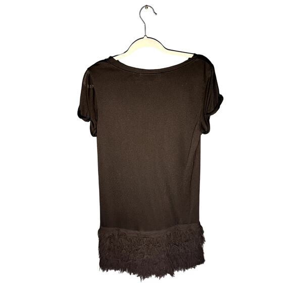Diane von Furstenberg LBD Sheer Short Sleeves with Feather Bottom Details Small - Picture 3 of 10
